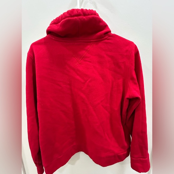 Tommy Hilfiger Sport Red Cropped Hoodie Women’s Medium Cowl Neck Logo - Picture 3 of 3